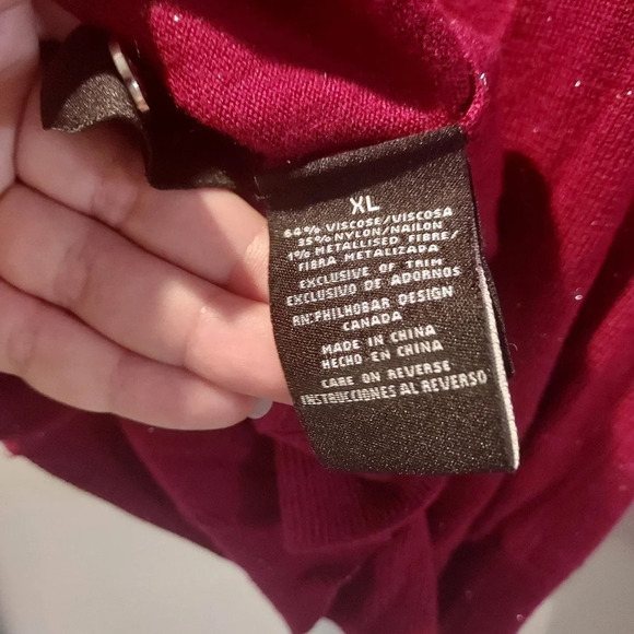 Nicole Miller Original Wine and Silver Sparkle Button Up Long Sleeve Cardigan XL - Picture 10 of 10